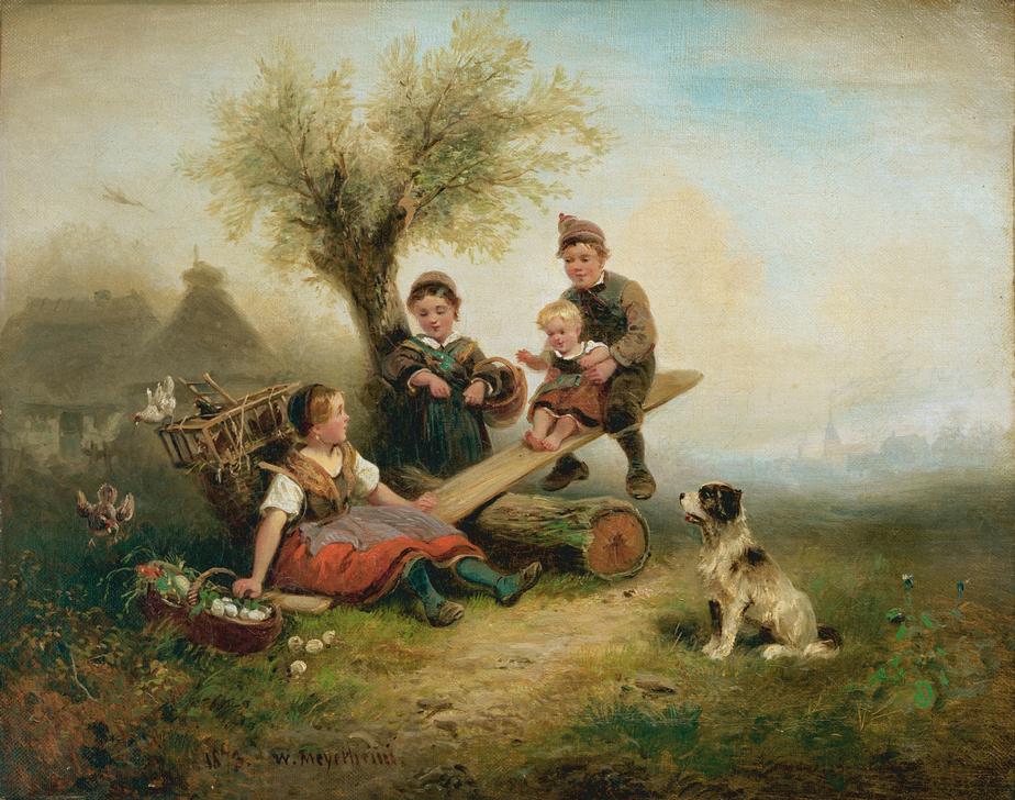 Spielende Kinder am Dorfrand von Wilhelm Alexander Meyerheim