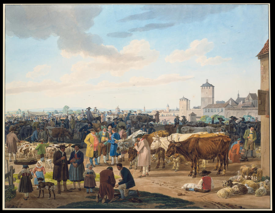 Viehmarkt am Rande einer Stadt von Wilhelm Alexander Wolfgang Kobell