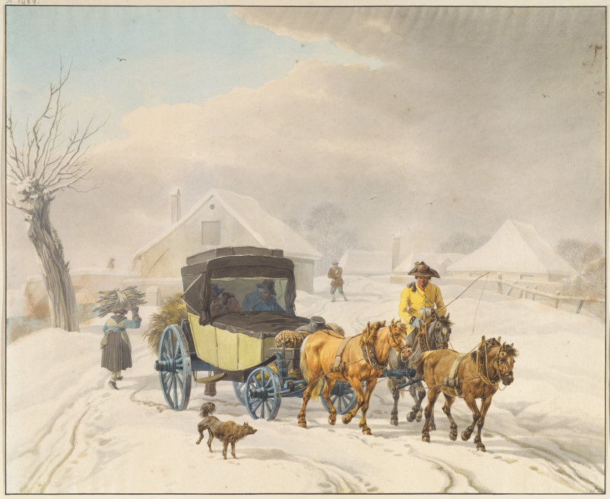 Postkutsche im Winter von Wilhelm Alexander Wolfgang Kobell