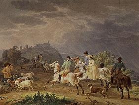 Heimkehr einer Jagdgesellschaft vor einem Gewitter 1798