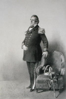 Commodore Matthew Calbraith Perry (1794-1858) from 'Graphic Scenes in the Japan Expedition', engrave von Wilhelm Heine
