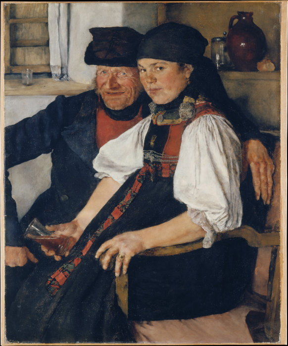 Älterer Bauer und junges Mädchen; Das ungleiche Paar von Wilhelm Leibl