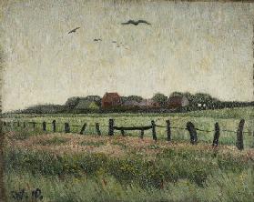 Landschaft mit Krähen am Himmel 1910