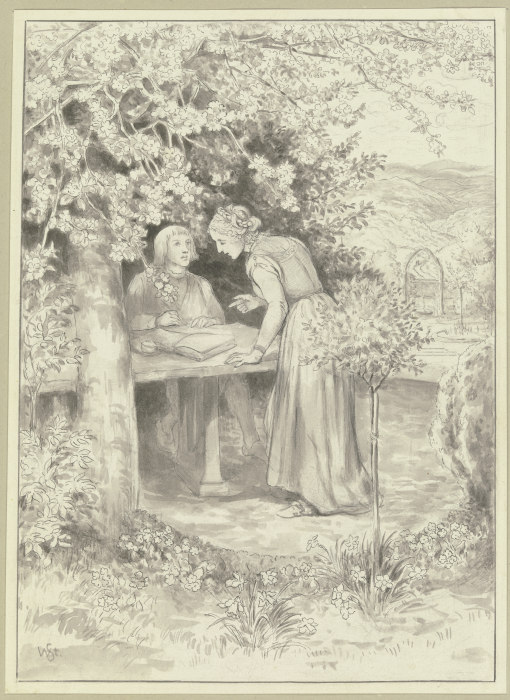 Diether und Irmela im Burggarten von Wilhelm Steinhausen