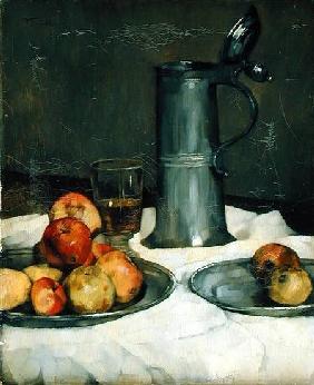 Still life with apples and pewter jug 1878