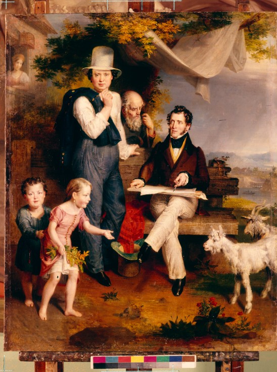 Selbstbildnis mit Porträt von Maler George Dawe (1781-1829) von Wilhelm August Golicke