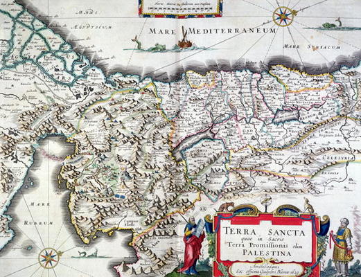 Map of the Holy Land, published in Amsterdam, 1629 (colour engraving) von Willem Blaeu