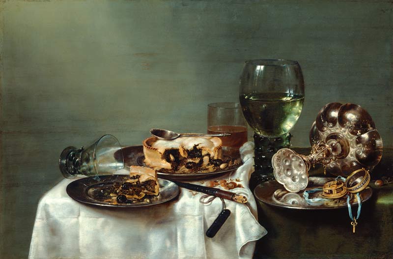Ein Frühstückstisch mit einer Brombeerpastete von Willem Claesz Heda