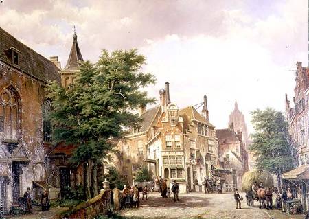 Figures at a Crossroads in Amsterdam von Willem Koekkoek