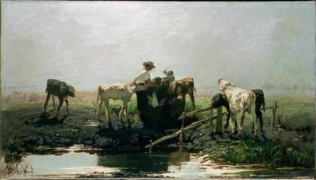 Calves at a Pond von Willem Maris