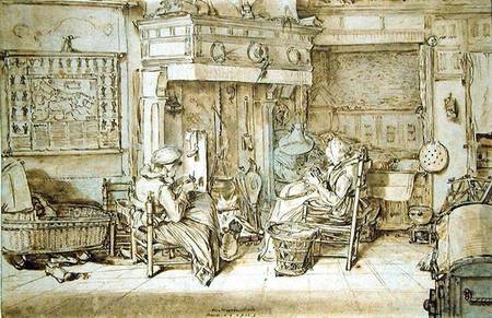 Dutch interior, 1617 (pen, ink and brush on von Willem Pietersz Buytewech