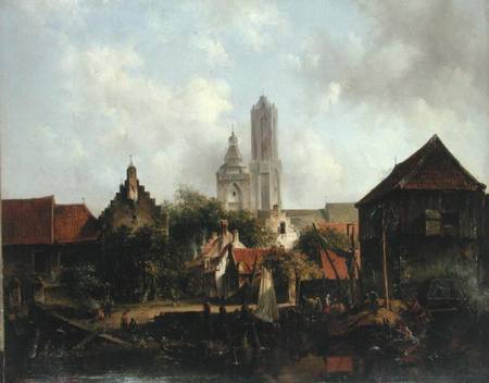 Canal Scene with Utrecht von Willem Roelofs