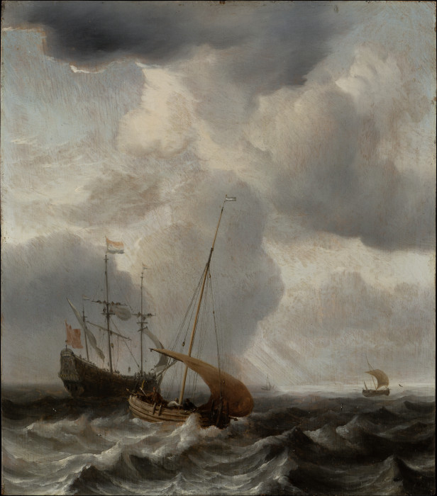 Stürmische See mit einzelnen Schiffen von Willem van de Velde d. J.
