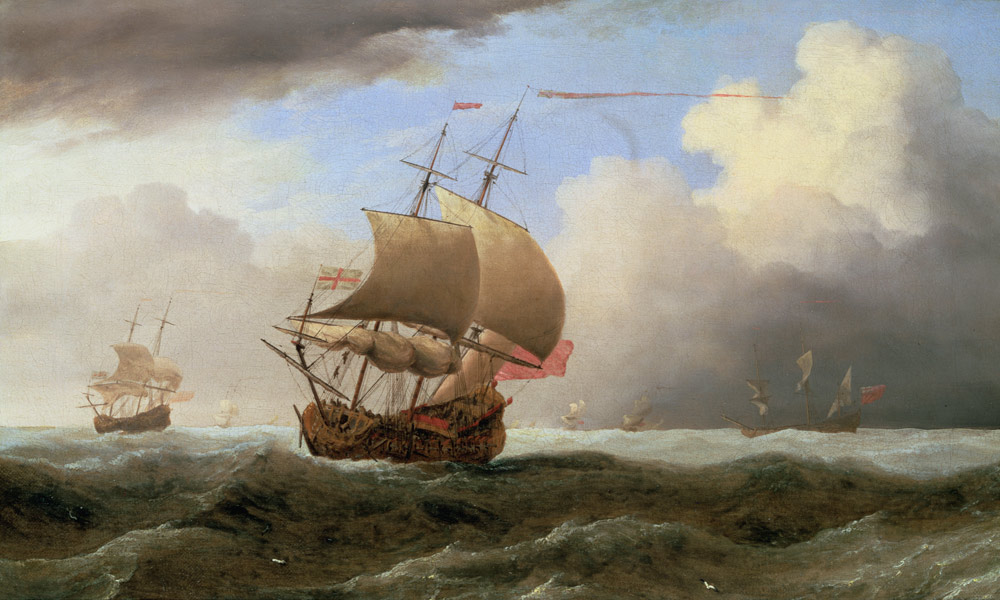 An English Ship Close-hauled in a Strong Breeze von Willem van de Velde d.J.