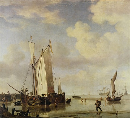 Dutch Vessels Inshore and Men Bathing von Willem van de Velde d.J.