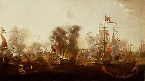 Die Explosion des Schiffes Eendracht in der Schlacht von Lowestoft von Willem van der Stoop