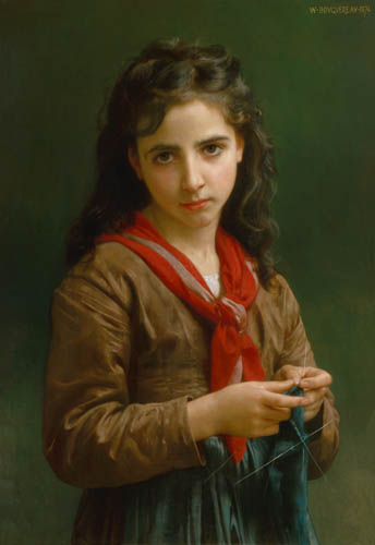 Junges strickendes Mädchen von William Adolphe Bouguereau