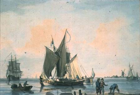 Coast Scene, with shipping and figures von William Anderson