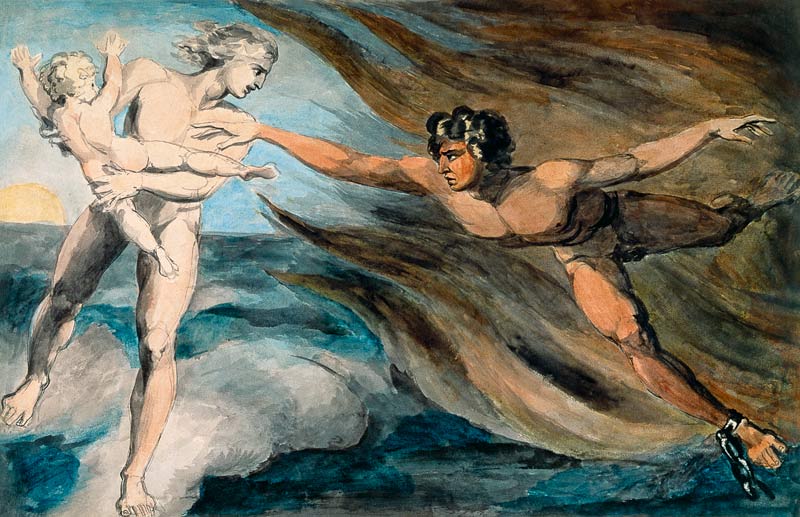Good and Evil Angels Struggling for the Possession of a Child von William Blake