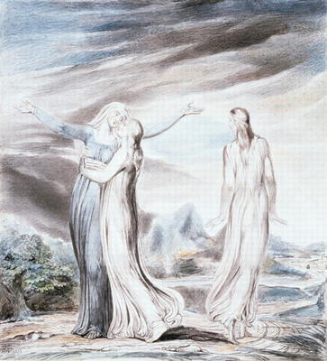 Ruth parting from Naomi, 1803 (wash, pencil, coloured chalk) von William Blake