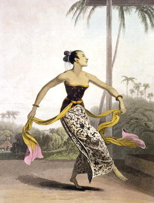 A Ronggeng or Dancing Girl, plate 21 from Vol. I of 'The History of Java' by Thomas Stamford Raffles von William Daniell