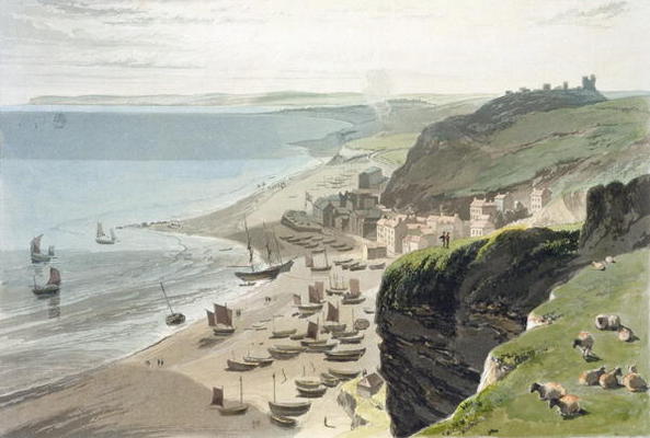 Hastings, from the East Cliff, from 'A Voyage Around Great Britain Undertaken between the Years 1814 von William Daniell