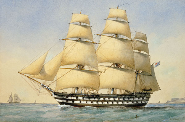 HMS Bellerophon off the Coast von William Frederick Mitchell
