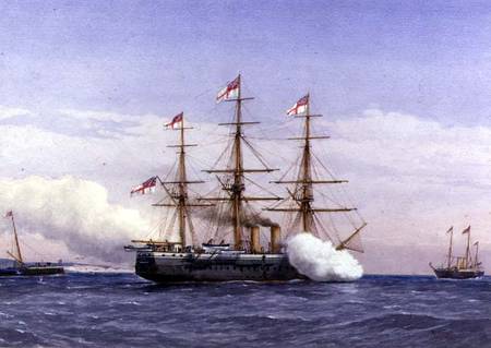 H.M.S. Bacchante with H.M. Yacht Osborne von William Frederick Mitchell