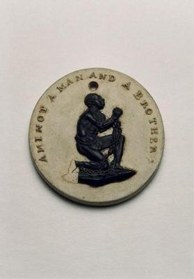 Wedgwood Slave Emancipation Society medallion, c.1787-90 (jasperware) 1823