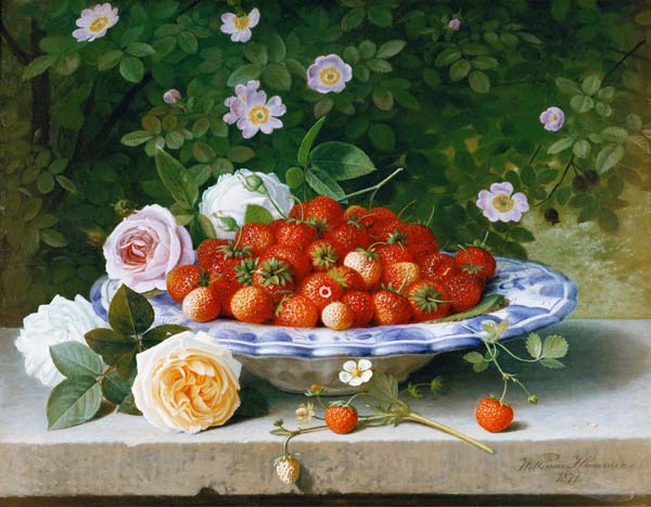 Ein Teller mit Erdbeeren von William Hammer