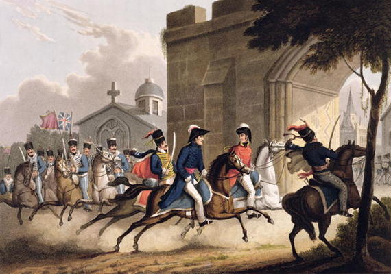 Entrance of Lord Wellington into Salamanca at the head of a Regiment of Hussars, May 20th 1813, from von William Heath