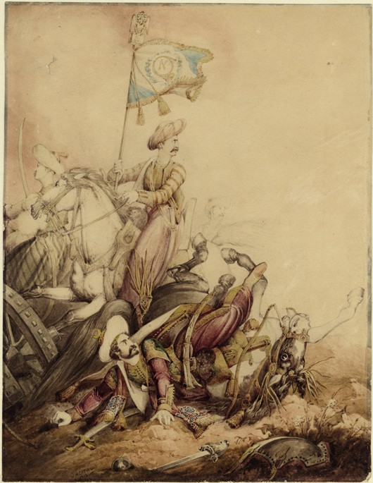 Mamluk-Bannerträger im Kampf von William Heath