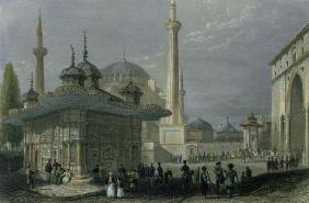 Fountain and Square of St. Sophia, Istanbul, engraved by T. Higham, c.1850 (aquatint) 1917
