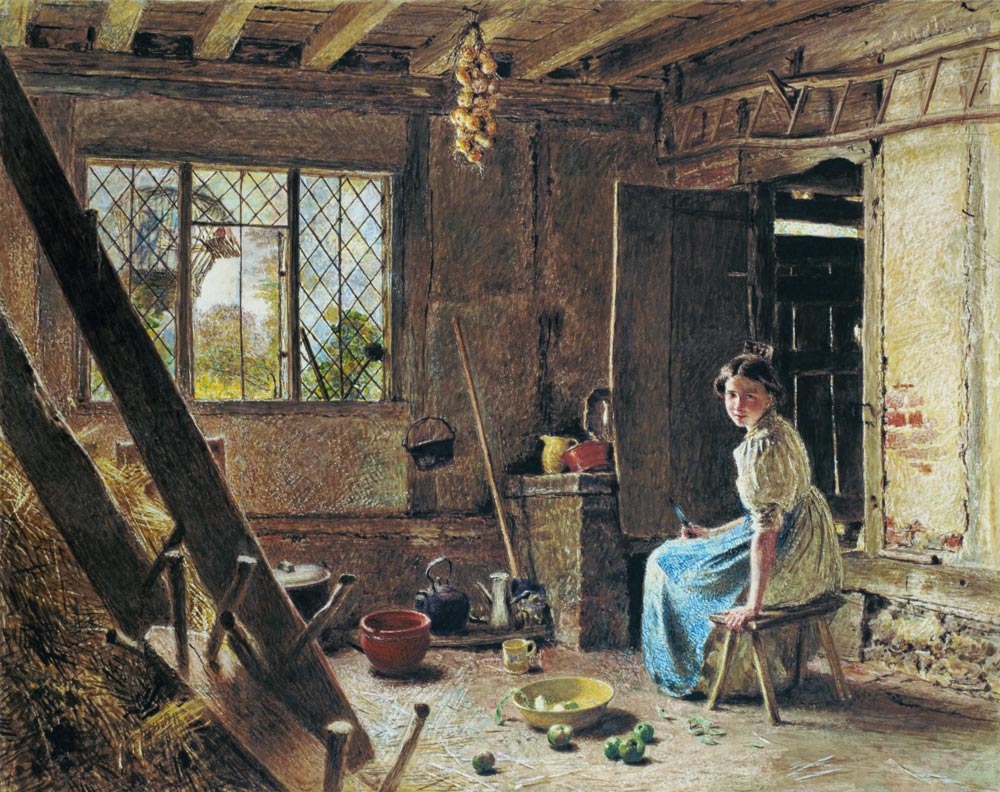 The Maid and the Magpie, A Cottage Interior at Shillington, Bedfordshire von William Henry Hunt