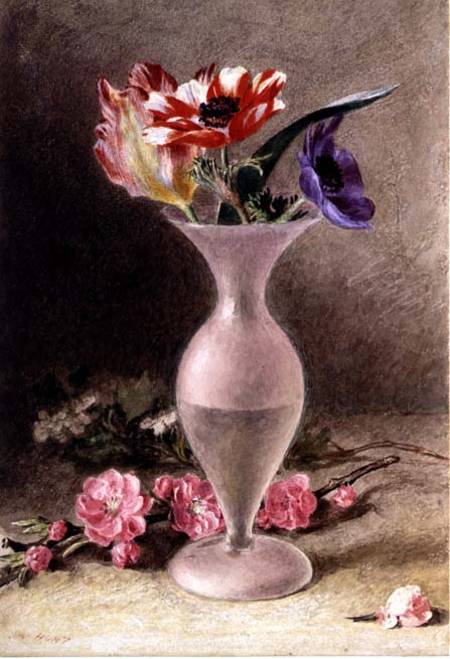Glass vase and flowers von William Henry Hunt