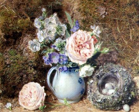 Still Life of Flowers and Nest von William Henry Hunt