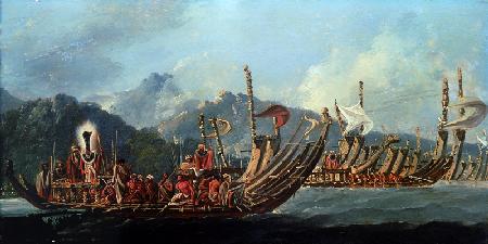 Tahitian War Canoes. In 1774 James Cook Witnessed a Review of the Fleet Consisting of 160 Big War Ca