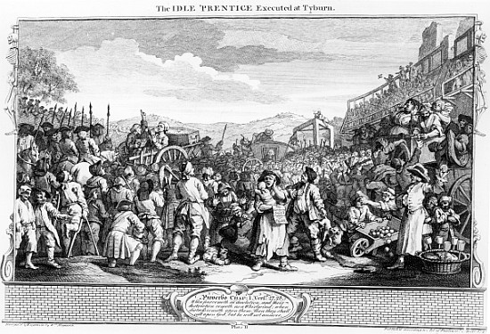 The Idle ''Prentice Executed at Tyburn, plate XI of ''Industry and Idleness'' von William Hogarth
