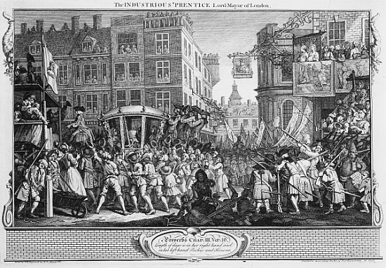 The Industrious ''Prentice Lord Mayor of London, plate XII of ''Industry and Idleness'' von William Hogarth