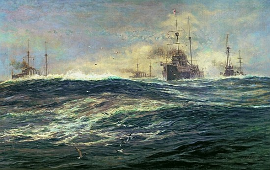 1st Battle Squadron of Dreadnoughts Steaming down the Channel in 1911 von William Lionel Wyllie