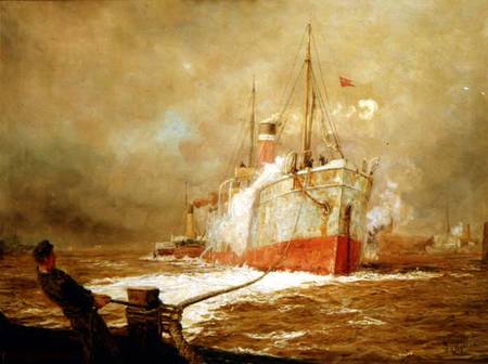 Docking a Cargo Ship von William Lionel Wyllie