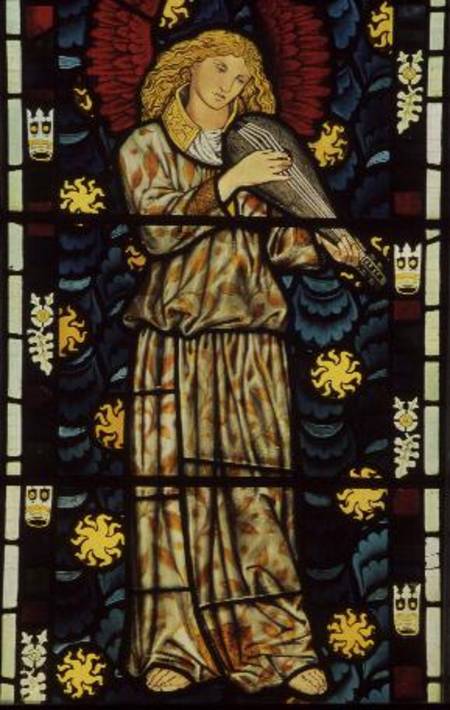 Angel with a rebec, stained glass window designed von William  Morris