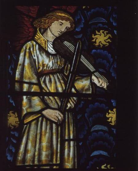 Angel with a violin, stained glass window designed von William  Morris