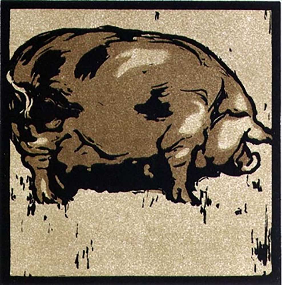 Das gelehrte Schwein, aus "The Square Book of Animals", herausgegeben von William Heinemann, 1899 von William Nicholson