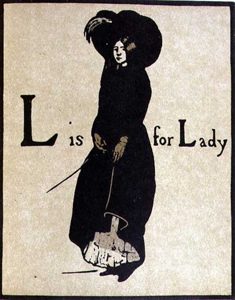 L ist für Dame, Illustration von "An Alphabet", veröffentlicht von William Heinemann, 1898 von William Nicholson