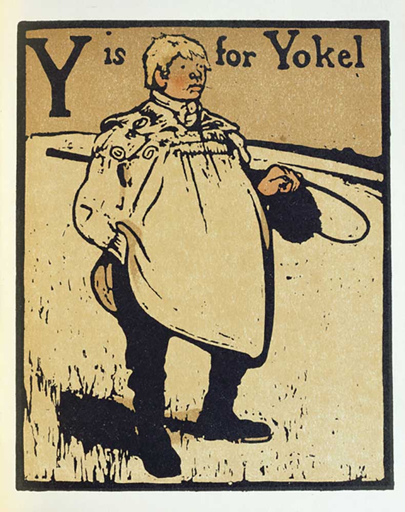 Y steht für Yokel, Illustration aus An Alphabet, herausgegeben von William Heinemann, 1898 von William Nicholson