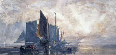 Fishing Boats at Anchor: Sunset von William Roxby Beverly