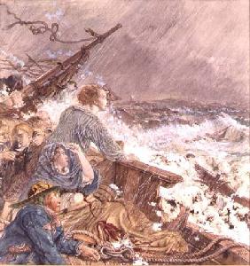 Grace Darling and her father saving the shipwrecked crew 17th Septe