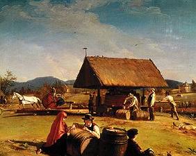 Cidre-Herstellung auf einer Farm in Amerika. 1841