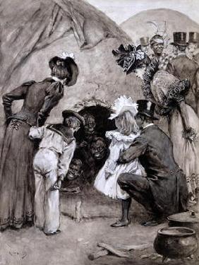 'A Peek at the Natives', Savage South Africa at Earl's Court, 1899 (pen and washes on paper) 15th